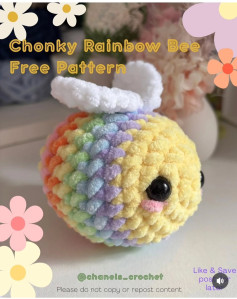 Cute Chunky Rainbow Bee Crochet Pattern for Beginners