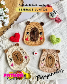 Cute Crochet Bear Coasters with Heart Embellishments Pattern