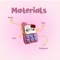 Cute Crochet Phone Design with Bow and Face Details
