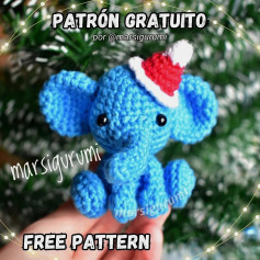 Elefante de crochet gratis con gorro navideño