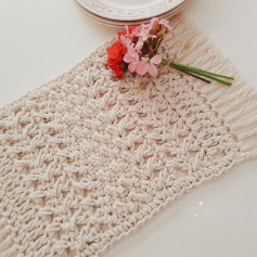 Elegant Crochet Table Runner with Floral Decoration
