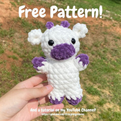 Free Crochet Pattern: Adorable White and Purple Plush Toy