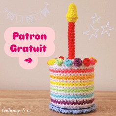 Free Crochet Pattern: Colorful Birthday Cake with Candle