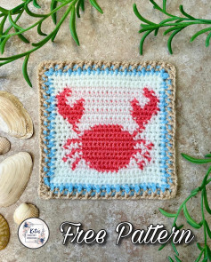 Free Crochet Pattern: Cute Crab Design Square