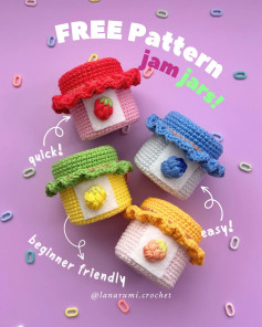 Free Crochet Pattern for Adorable Jam Jar Covers