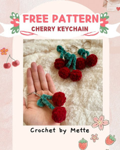 Free Crochet Pattern for Cherry Keychain by Mette