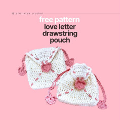 Free Crochet Pattern for Love Letter Drawstring Pouch