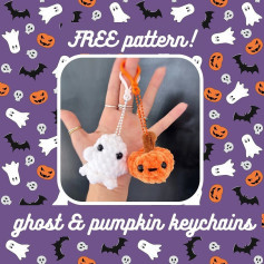 Free Crochet Pattern: Ghost and Pumpkin Keychains for Halloween
