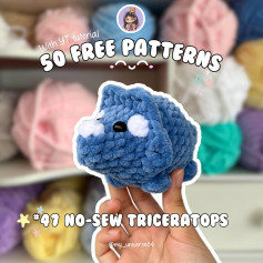 Free Crochet Pattern: No-Sew Triceratops Plush Toy