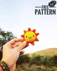 Güneş şeklindeki sevimli amigurumi ücretsiz desen