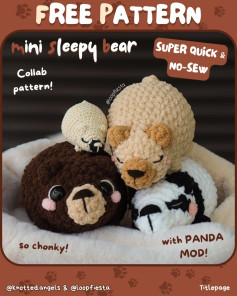 Mini Sleepy Bear Crochet Pattern - Super Quick, No-Sew