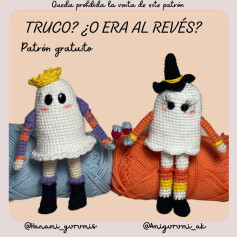 Patrón de Amigurumi de Fantasmas con Sombrero y Corona