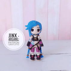 Patrón de amigurumi de Jinx de Arcane gratis