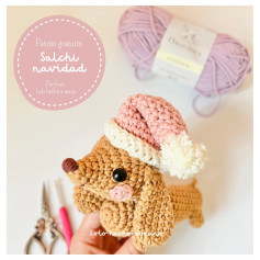 Patrón de Amigurumi de Perro Salchicha Navideño con Gorro