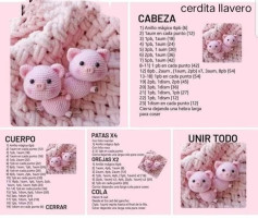 Patrón de cerdito para llavero amigurumi de crochet