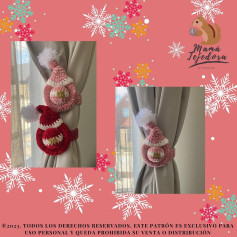 Patrón de ganchillo para sujetadores de cortinas navideños