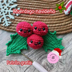 Patrón de muérdago navideño a crochet fácil