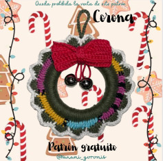 Patrón gratuito de corona navideña a crochet paso a paso