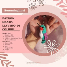 Patrón gratuito para llavero de colibrí a crochet
