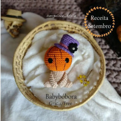 Receita de amigurumi de abóbora bebê com chapéu