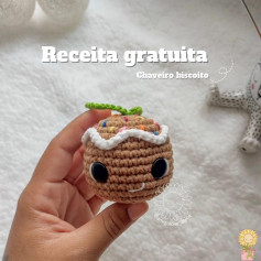 Receita de Chaveiro de Biscoito de Crochê Fofa e Fácil