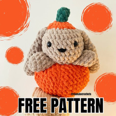 Adorable Crochet Bunny in Pumpkin Costume Free Pattern