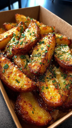 Baked Garlic Parmesan Potato Wedges 🥔🧄