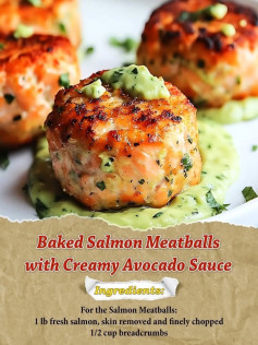 Baked Salmon Meatballs with Creamy Avocado Sauce