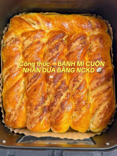 🥧BÁNH MÌ CUỘN NHÂN DỪA BẰNG NỒI CHIÊN KHÔNG DẦU 🥥