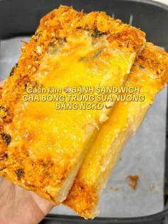 🥯BÁNH SANDWICH CHÀ BÔNG TRỨNG SỮA NƯỚNG BẰNG NỒI CHIÊN KHÔNG DẦU 🥪