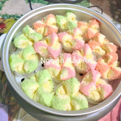 Bánh Thuẫn Hấp Ba Màu Xốp Mịn Thơm Ngon