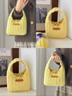 Bolsa de crochê amarela fácil e prática de fazer