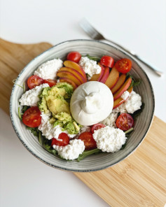 Burrata Bliss: Peach and Avocado Summer Rice Salad