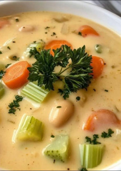 Butter Bean Soup with Celery and Carrots: