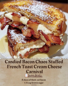 Candied Bacon Chaos Stuffed French Toast Cream Cheese Carnival