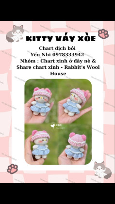Chart móc len kitty váy xòe