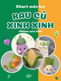 chart móc rau củ xinh xinh, vợ chồng hành tỏi, cà rốt xinh xinh, cà tím mini, bắp ngô, bé củ cải