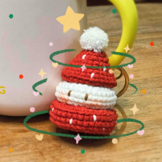 Chaveiro de Crochê em Forma de Papai Noel