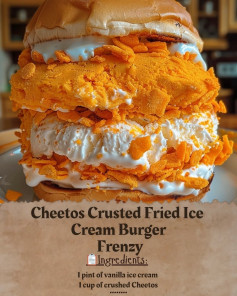 Cheetos Crusted Fried Ice Cream Burger Frenzy