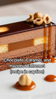 Chocolate, Caramel, and Hazelnut Entremet