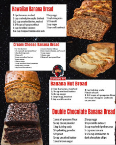 Classic comfort, chocolatey delight, nutty crunch & tropical twist—all in banana bread!