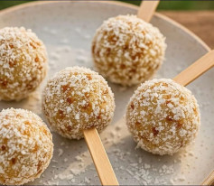 Coconut & Mewa Ladoo Popsicles | Coconut & Mewa Ladoo Popsicles