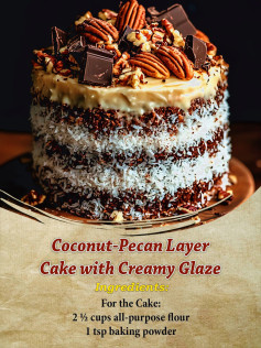 Coconut-Pecan Layer Cake with Creamy Glaze