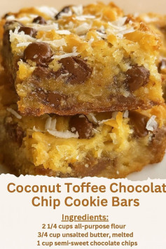 Coconut Toffee Chocolate Chip Cookie Bars