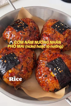 🍙 CƠM NẮM NƯỚNG NHÂN PHÔ MAI (nồi chiên không dầu hoặc lò nướng)