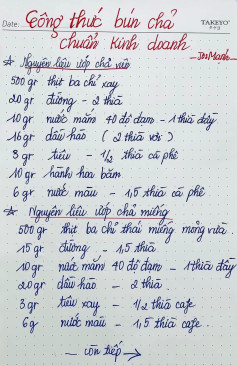 Công thức bún chả chuẩn kinh doanh