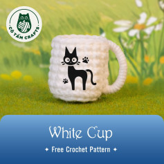 Cute Cat-Themed White Crochet Cup Pattern Free