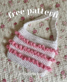 Cute Crochet Bib with Pink Ruffles Free Pattern