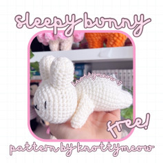 Free Crochet Pattern for Sleepy Bunny by Knottymeow