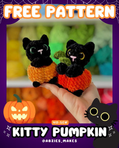 Free No-Sew Crochet Pattern: Kitty Pumpkin Plushies